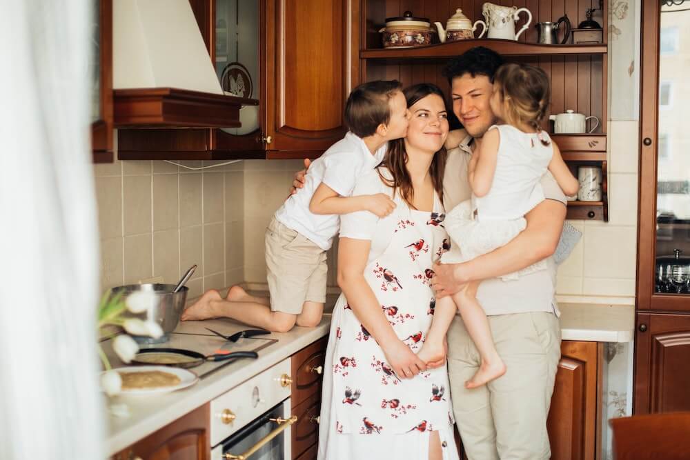 family in kitchen